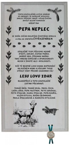 Gratulace myslivec č.724 - na frézované desce 2D