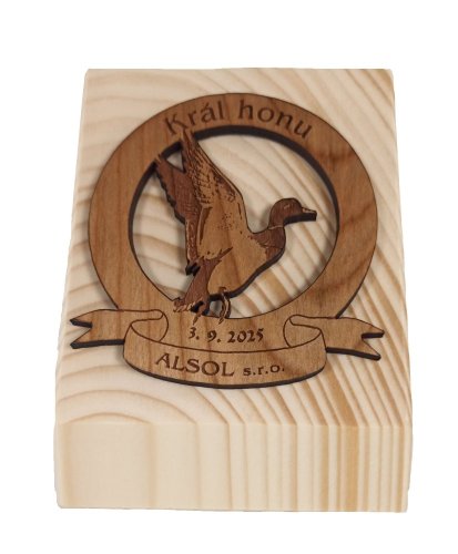 Dřevěná plaketa Král honu nebo naháňky - motiv: bažant