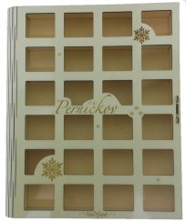 Dřevěná krabička - kniha s okénky - Krabička s 24 okénky