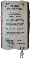 Čestné poděkování myslivec č.747 na desce s kůrou 3D