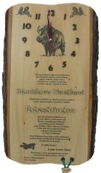 Gratulace myslivec s hodinami č.748 na desce s kůrou 3D