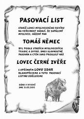 Pasovací list černá zvěř č.731 pergamen z překližky