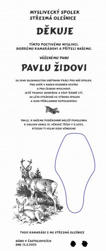 Podložka pod srnce s gratulací na desce s kůrou 3D