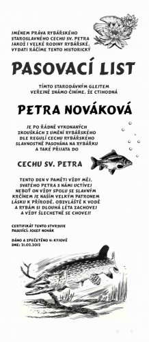 Pasovací list rybářka č. 754 na desce s kůrou 3D