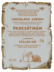 Gratulace včelař č.698 - Gratulace včelař pergamen z překližky