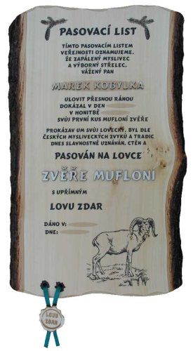 Pasovací list muflon č.737 na desce s kůrou 3D