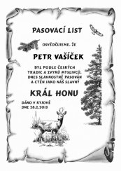 Pasovací list král honu č.723 pergamen z překližky