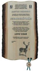 Gratulace myslivec č.727 na desce s kůrou 3D