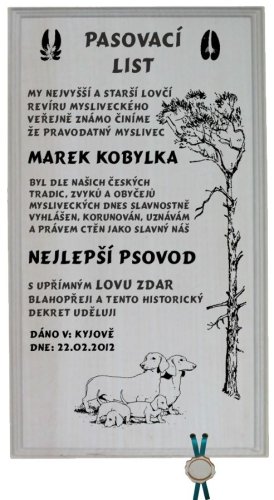 Pasovací list psovod č.736 na frézované desce 2D