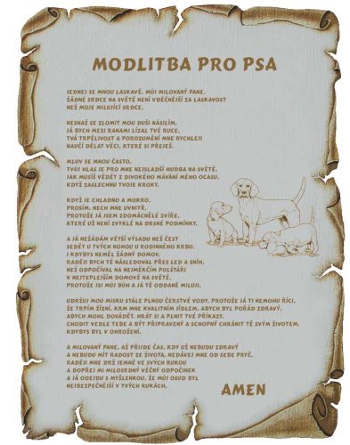 Modlitba pro psa č.784 pergamen z překližky