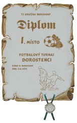 Diplom ve fotbale č. 772 pergamen z překližky