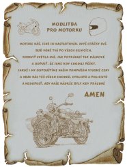 Modlitba pro motorku veterán č. 787 pergamen z překližky