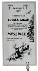 Pasovací list myslivec č.735 na frézované desce 2D