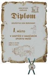 Diplom v hasičském sportu č. 792 pergamen z překližky