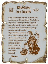 Modlitba pro hasiče pergamen z překližky