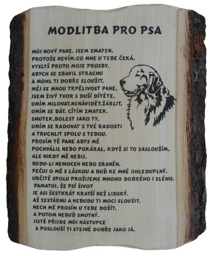 Modlitba pro psa č.786 na desce s kůrou