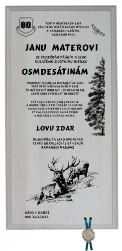 Gratulace myslivec č.725 -  na frézované desce