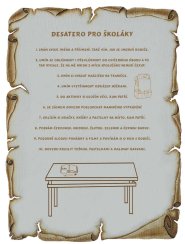 Desatero pro školáky č.719 pergamen na překližce