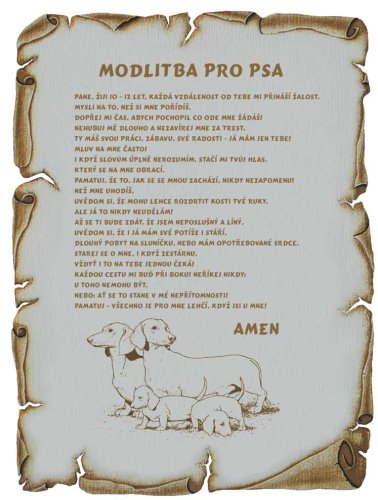 Modlitba pro psa pergamen z překližky