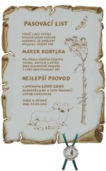 Pasovací list psovod č.736 pergamen z překližky