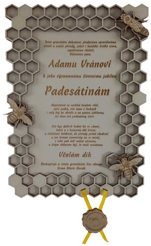 gratulace pro včelaře č. 694 pergamen z překližky