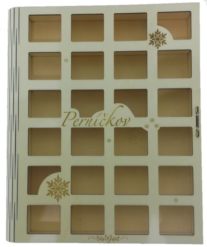 Dřevěná krabička - kniha s okénky - Krabička s 24 okénky
