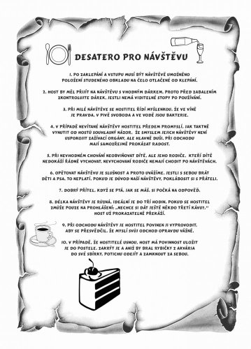 Desatero pro návštěvu č. 712 pergamen na překližce