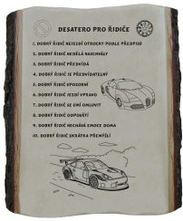 Desatero pro řidiče č.716 na desce s kůrou
