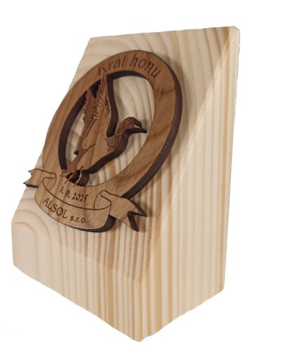 Dřevěná plaketa Král honu nebo naháňky - motiv: bažant