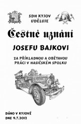 Čestné uznání hasič č. 791 na desce s kůrou 3D
