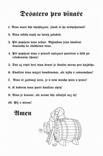 Desatero pro vinaře č.702 na desce s kůrou