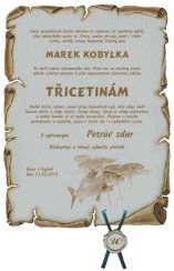 Gratulace rybář č. 761 pergamen z překližky