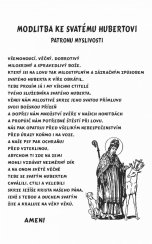 Modlitba ke svatému Hubertovi na desce s kůrou