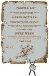 Pasovací list jelen č.733 pergamen z překližky