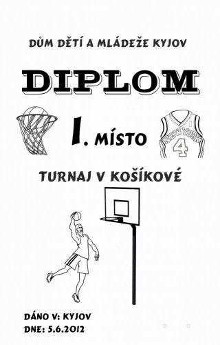 Diplom v basketbalu č. 771 na desce s kůrou