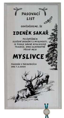 Pasovací list myslivec č.735 na frézované desce 2D