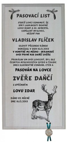 Pasovací list daněk č.732 na frézované desce 2D