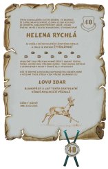 Gratulace myslivkyně č.728 pergamen z překližky
