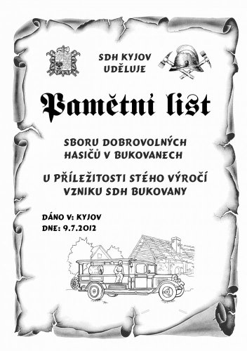 Pamětní plaketa k výročí založení sboru č. 790 pergamen z překližky