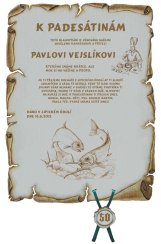 Gratulace rybář č. 758 pergamen z překližky