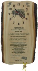 Gratulace včelař s hodinami č.695 na desce s kůrou 3D