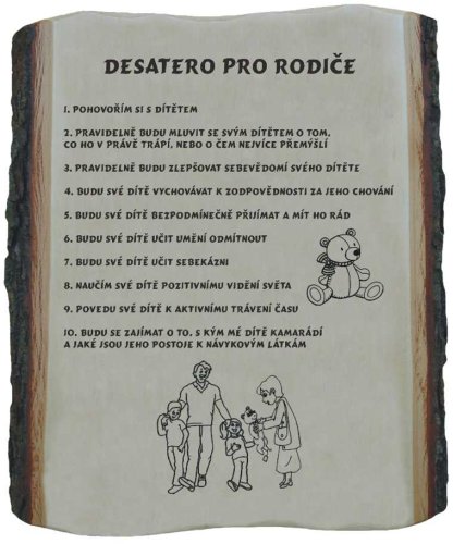 Desatero pro rodiče č.714 na desce s kůrou