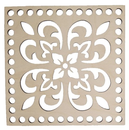 Dřevěný výřez na háčkování čtverec vyřezávaný vzor 150x150 mm