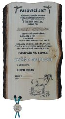 Pasovací list muflon č.737 na desce s kůrou 3D