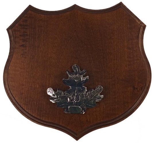 Podložka pod trofej č.363 - kaštan + stříbrné litinové krytí