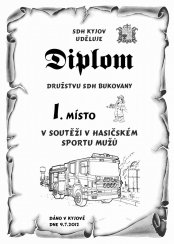 Diplom v hasičském sportu č. 792 pergamen z překližky