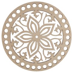 Dřevěný výřez na háčkování květinový Ø 150 mm  vyřezávaný
