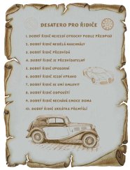 Desatero pro řidiče č.715 pergamen na překližce