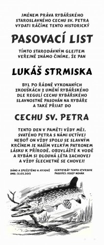 Pasovací list rybář č. 753 na desce s kůrou 3D