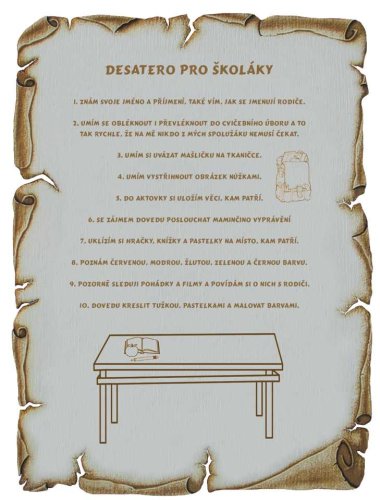 Desatero pro školáky č.719 pergamen na překližce